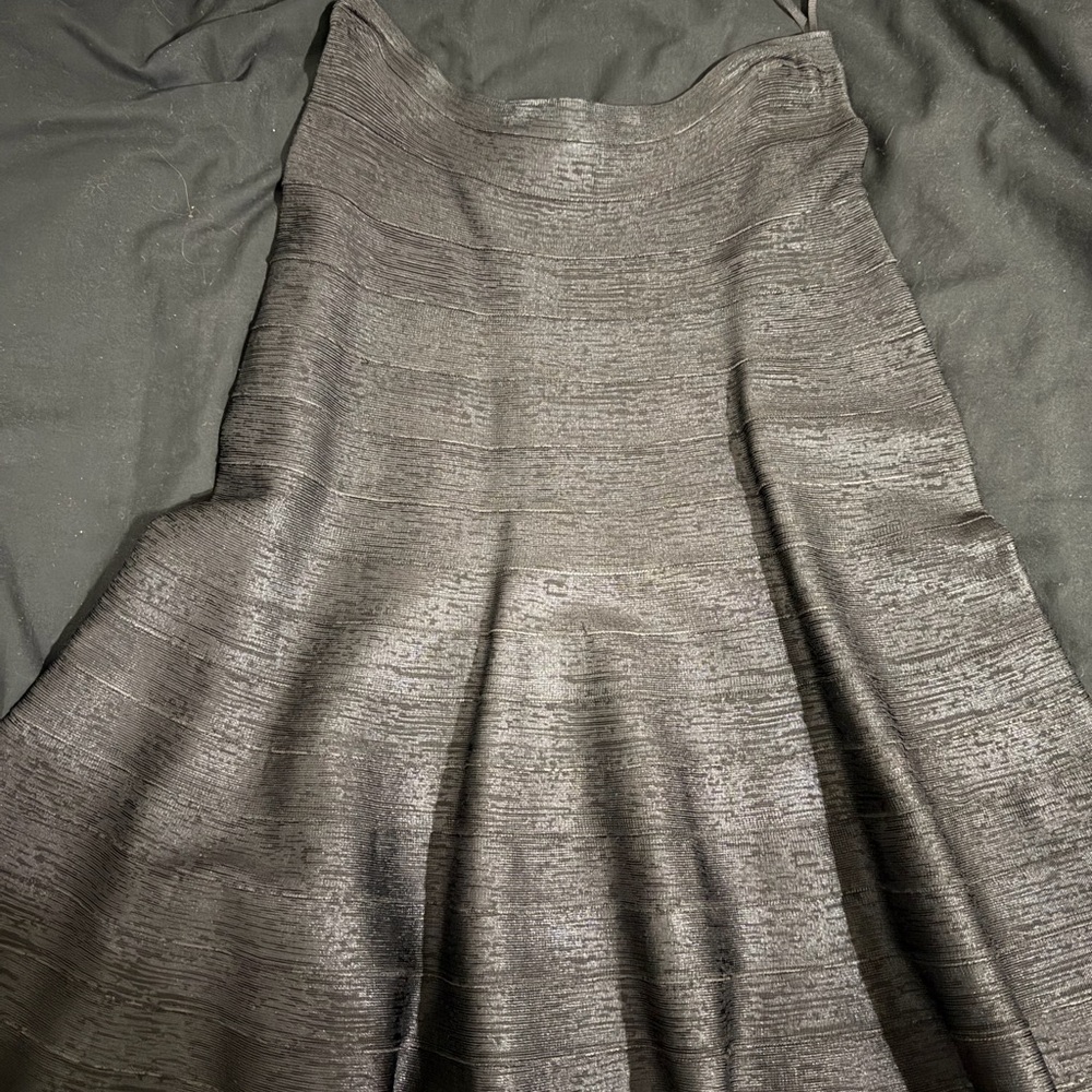 Textured Black Fit-and-Flare Skirt